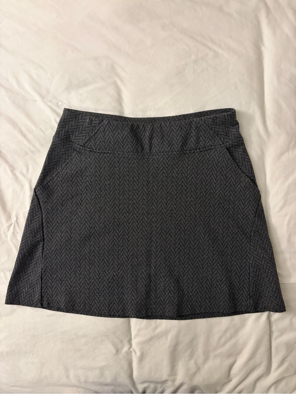 Title Nine Chevron A-Line Skirt in Charcoal Gray